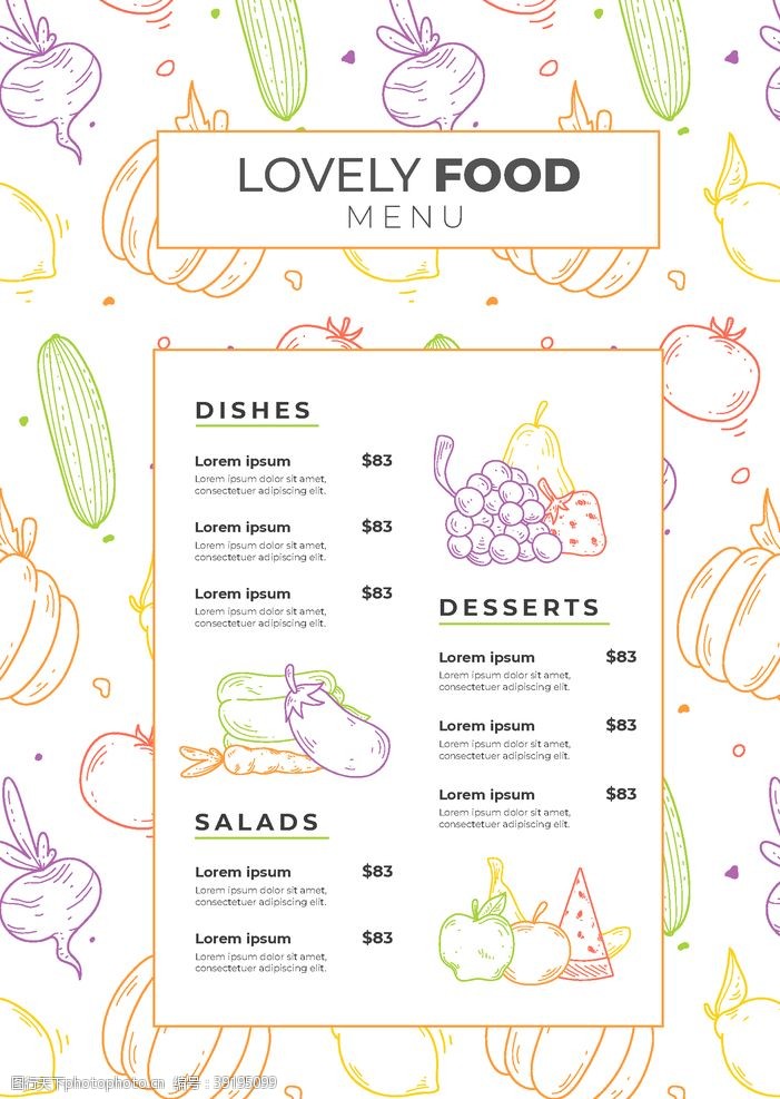 苦瓜餐厅菜单模板图片