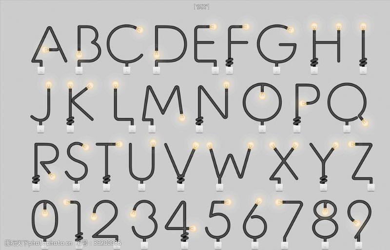 电灯泡创意图灯泡字母数字图片