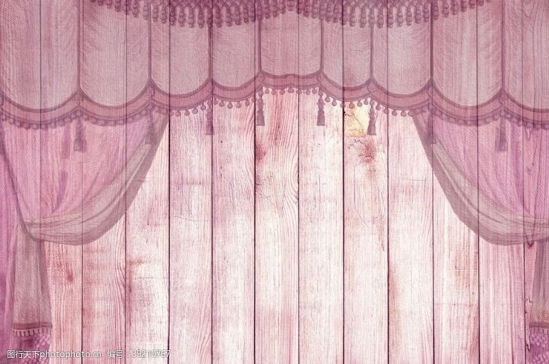 帷布粉色窗帘图片