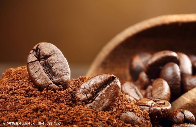 药品海报咖啡豆咖啡粉饮品背景海报素材图片