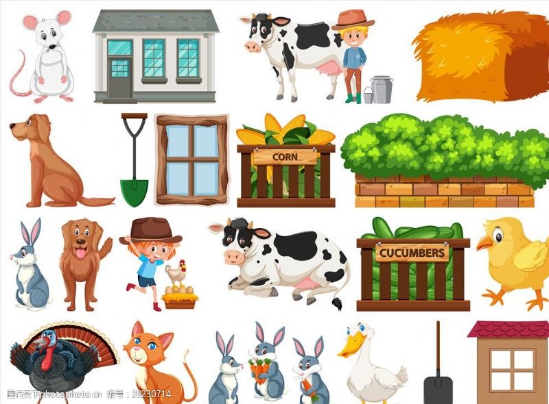 农场动物卡通农场素材图片