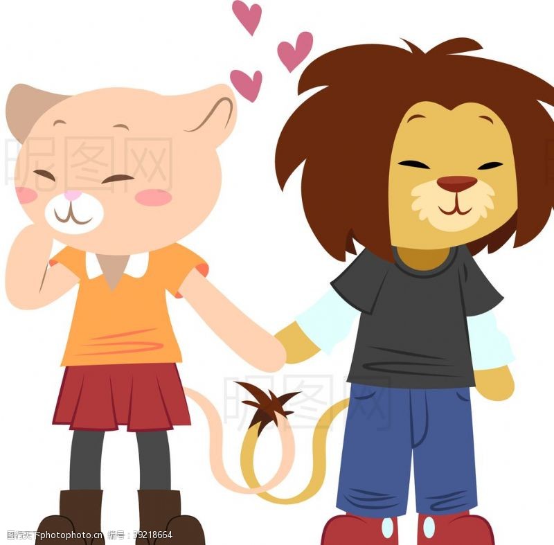 卡通猴子情侣狮子图片
