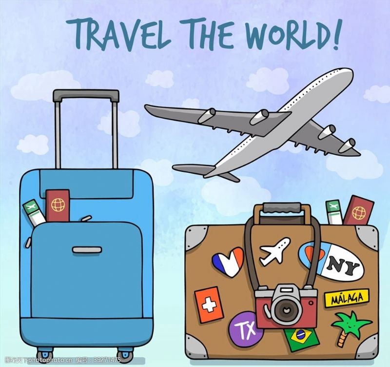 旅行箱创意飞机和行李箱图片