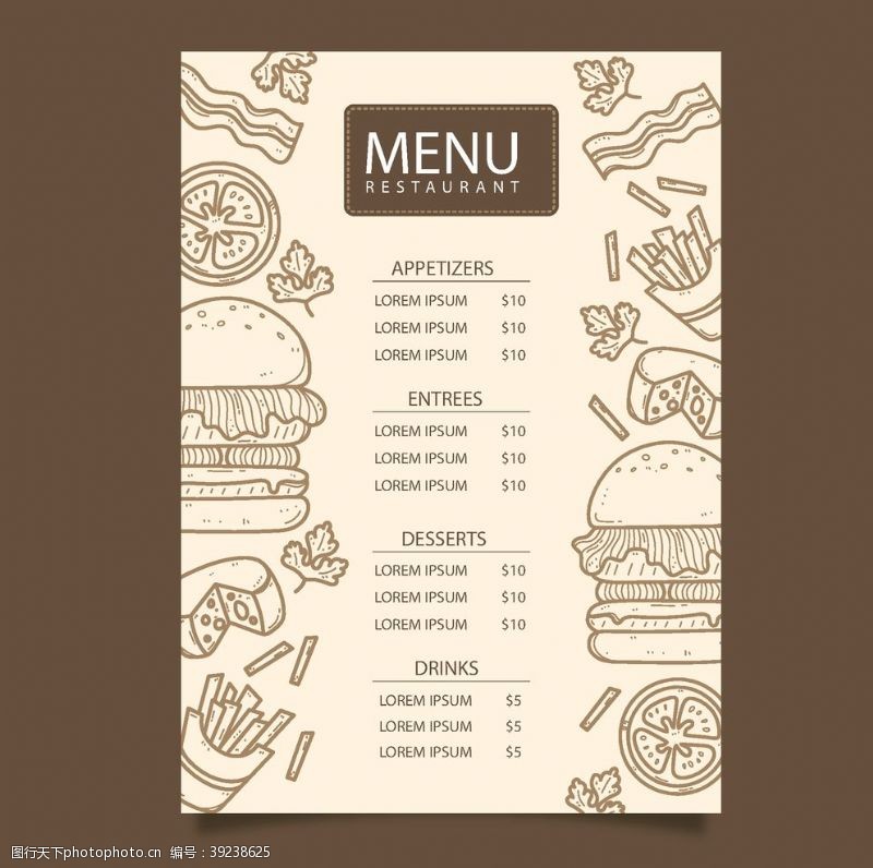 黑色菜单高档餐牌模板图片