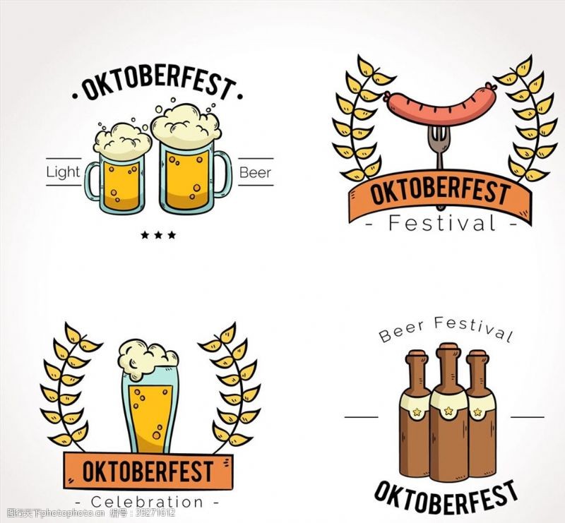 香肠标签啤酒节标签设计图片