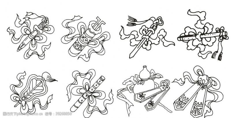 中国传统文化八仙过海仙器简笔画图片