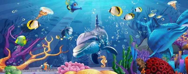 3d海豚海底世界图片