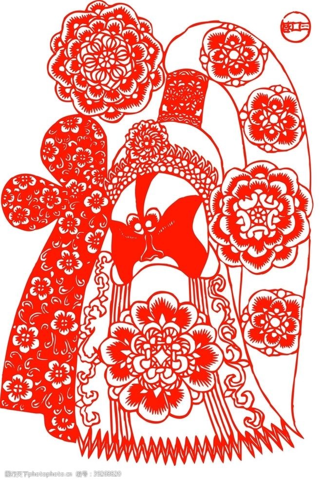 花型设计京剧脸谱剪纸图片