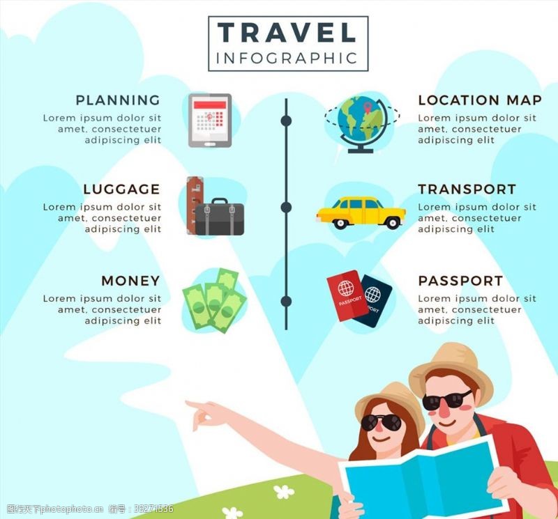 护照情侣旅行信息图图片