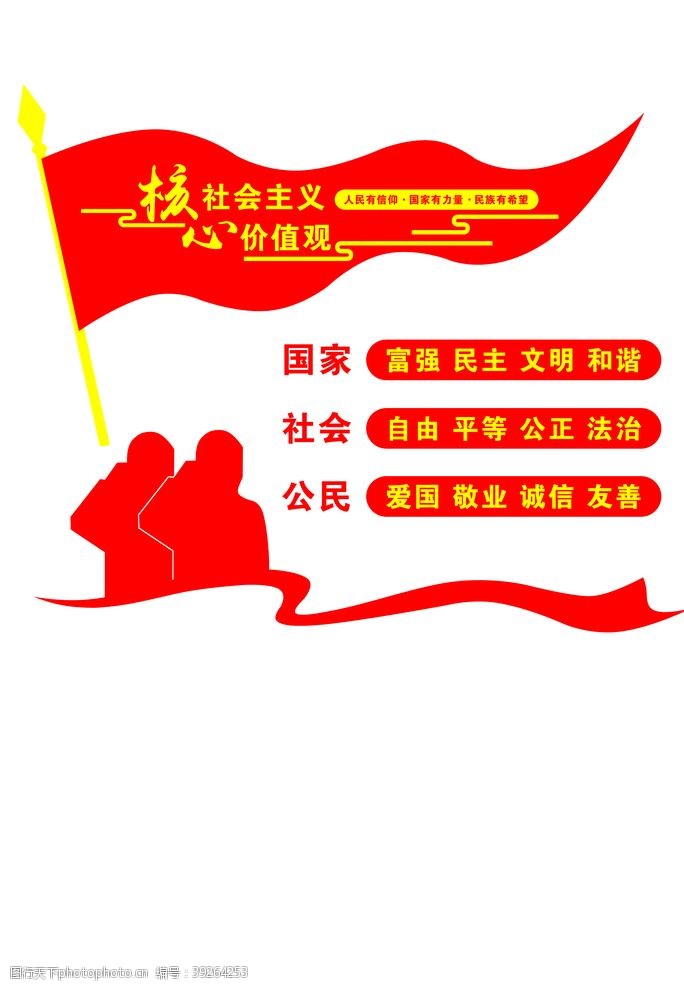 国旗党旗社会主义核心价值观文化墙图片