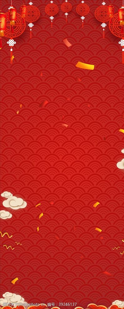 春节素材新年红色大气背景素材图片