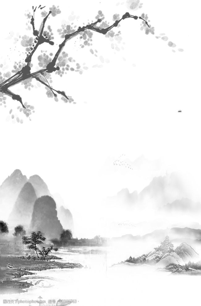 喜庆中国风水墨背景图片