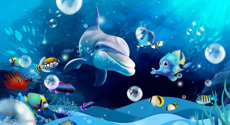 3d海豚海底世界图片
