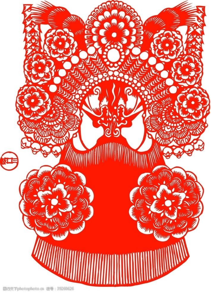 花型设计京剧脸谱剪纸图片