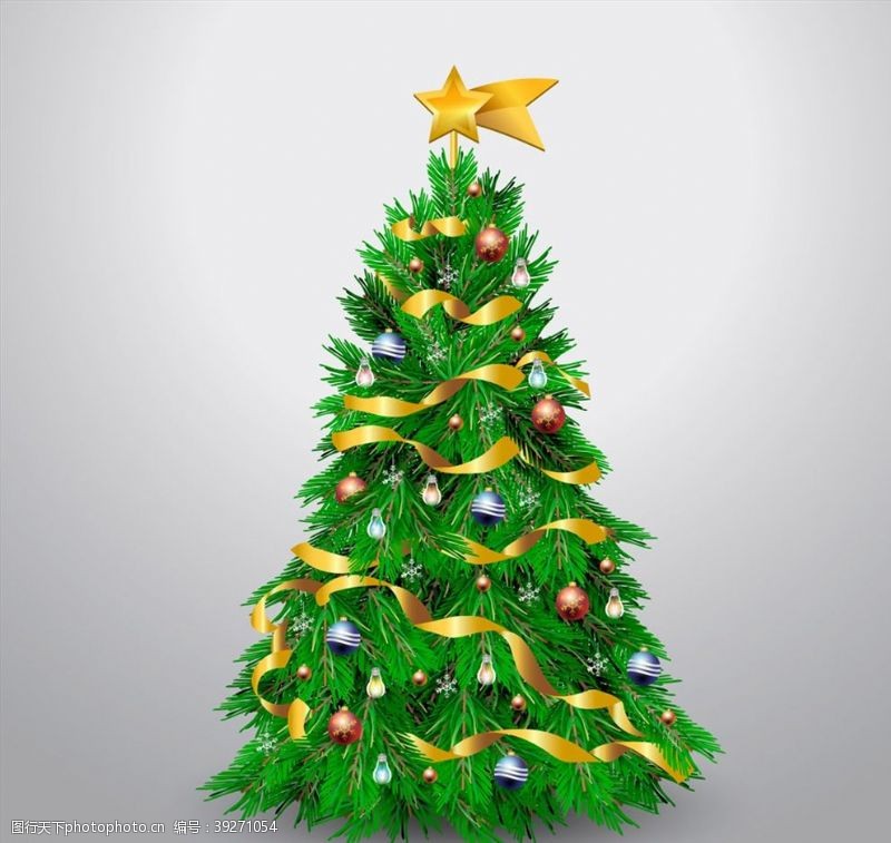 灯带精美装饰圣诞树图片