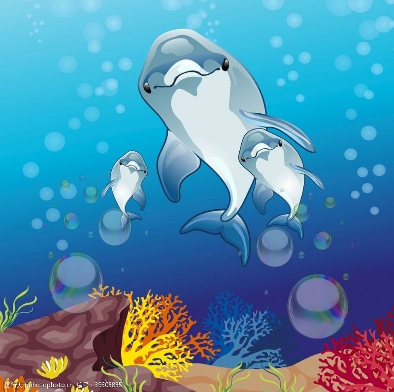 大海鲸鱼卡通海豚图片