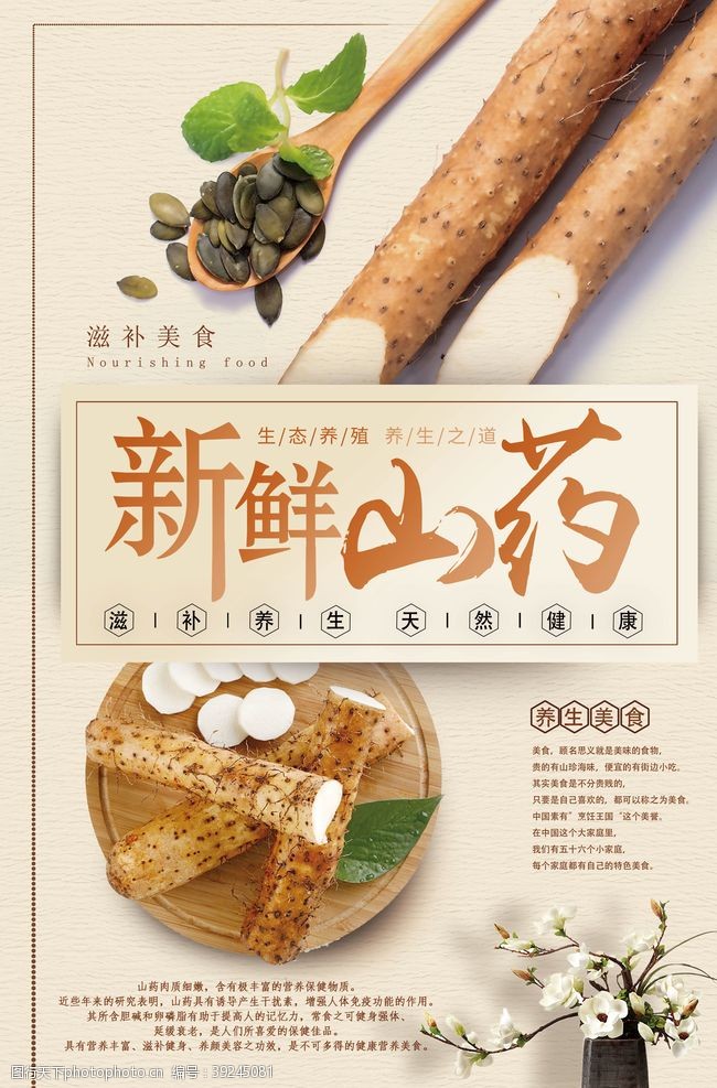 中医药文化新鲜山药滋补美食海报图片