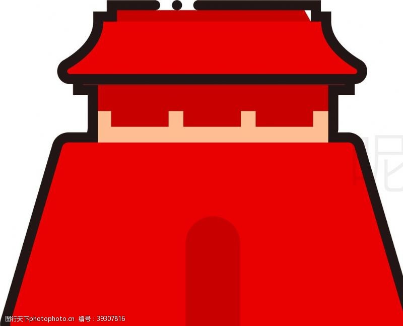 红色袋子城楼图片