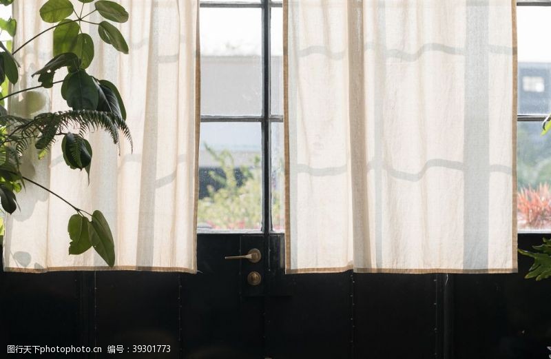 窗纱窗台房间简约背景海报素材图片