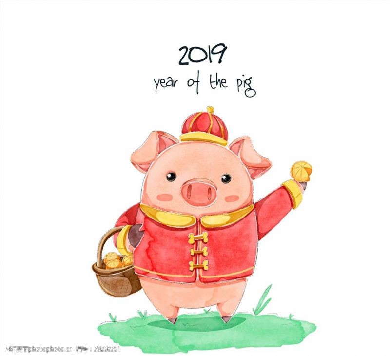 唐装春节彩绘小猪图片