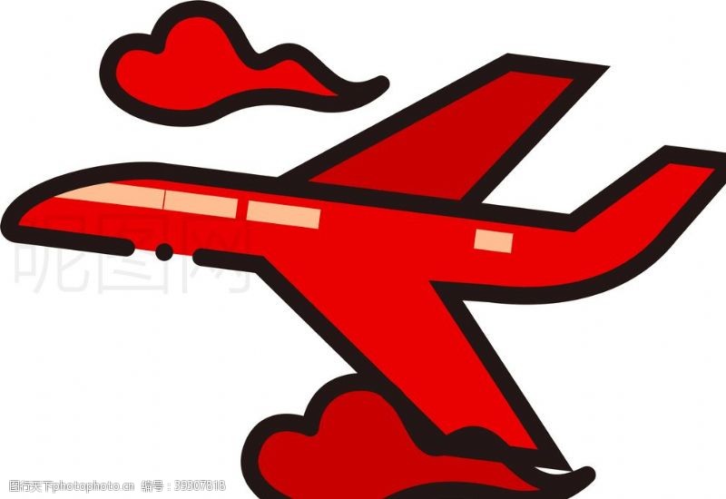 矢量红梅飞机图片