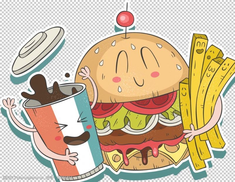 卡通薯条汉堡图片
