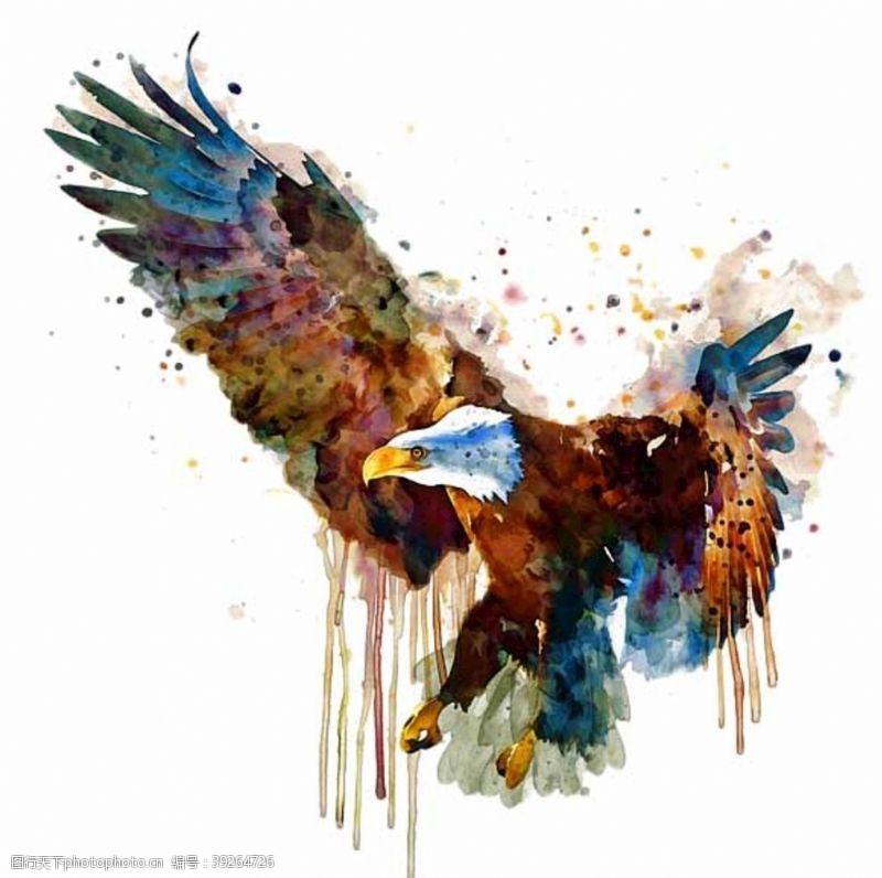 雄鹰水墨画设计高清PNG素材威武的图片