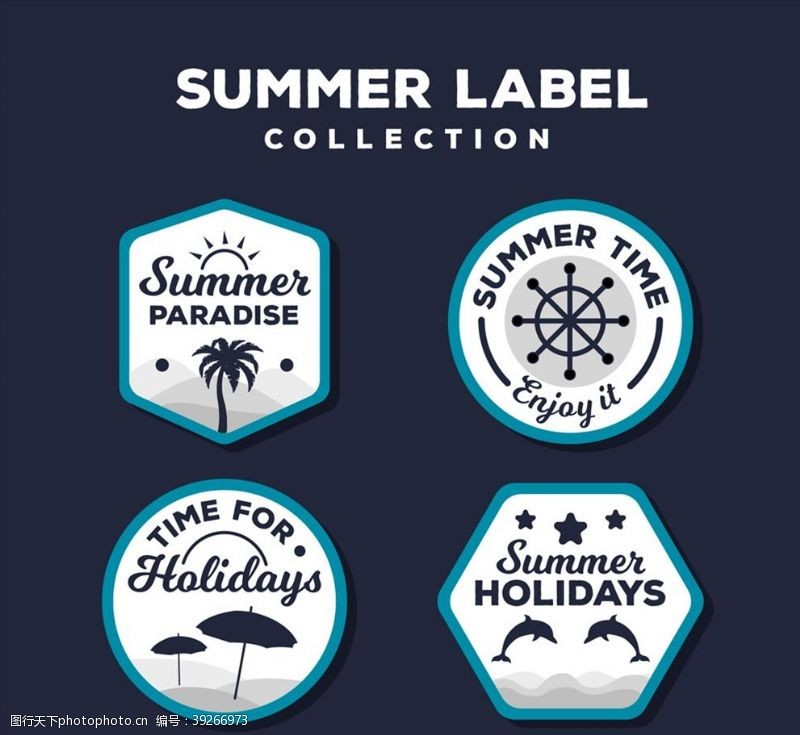 蓝色标签夏季度假标签图片
