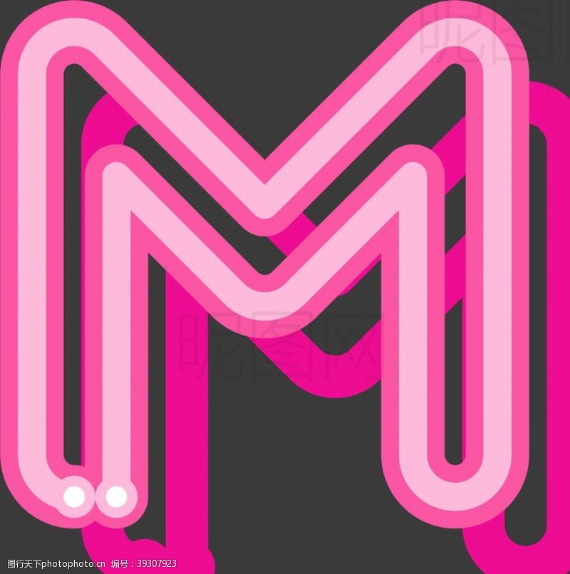 数字彩虹字母M图片