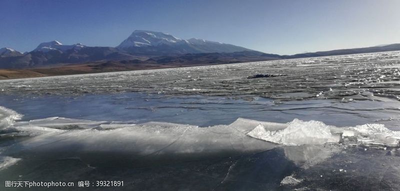 冬日湖冰冰川湖泊高山风景图片