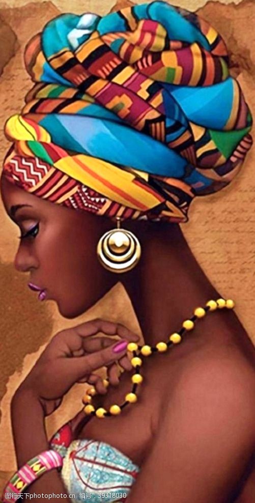 卡通非洲动物侧颜非洲女孩图片