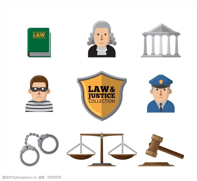 矢量书籍创意法律图标图片