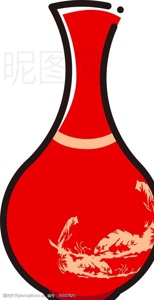矢量红梅花瓶图片