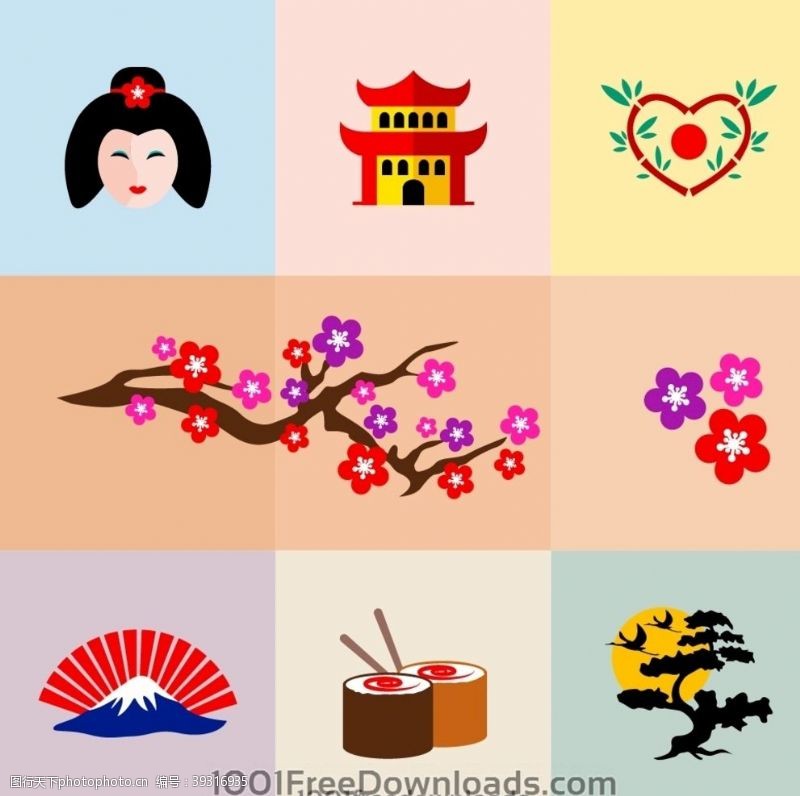 樱花图案日本元素图片