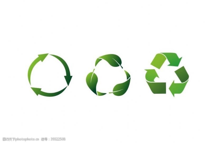 绿色箭头矢量环保回收标志图片