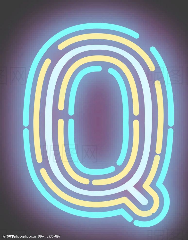 数字彩虹字母Q图片