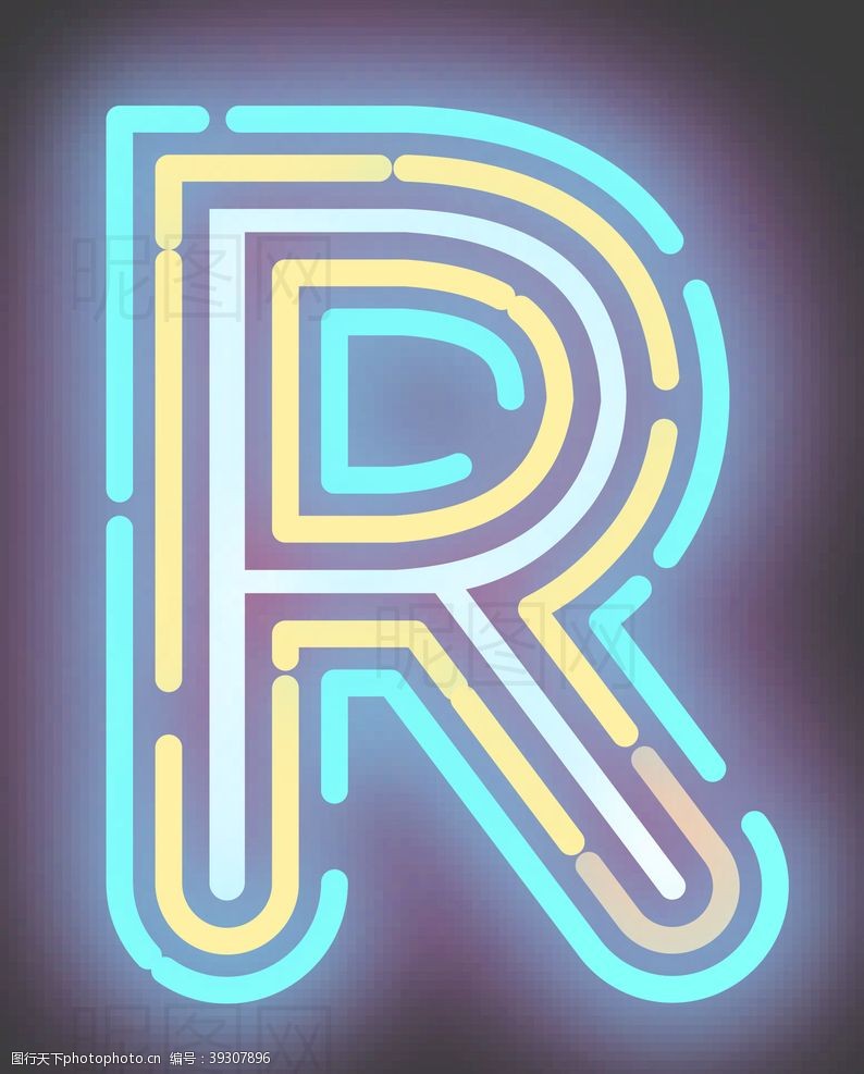 数字彩虹字母R图片