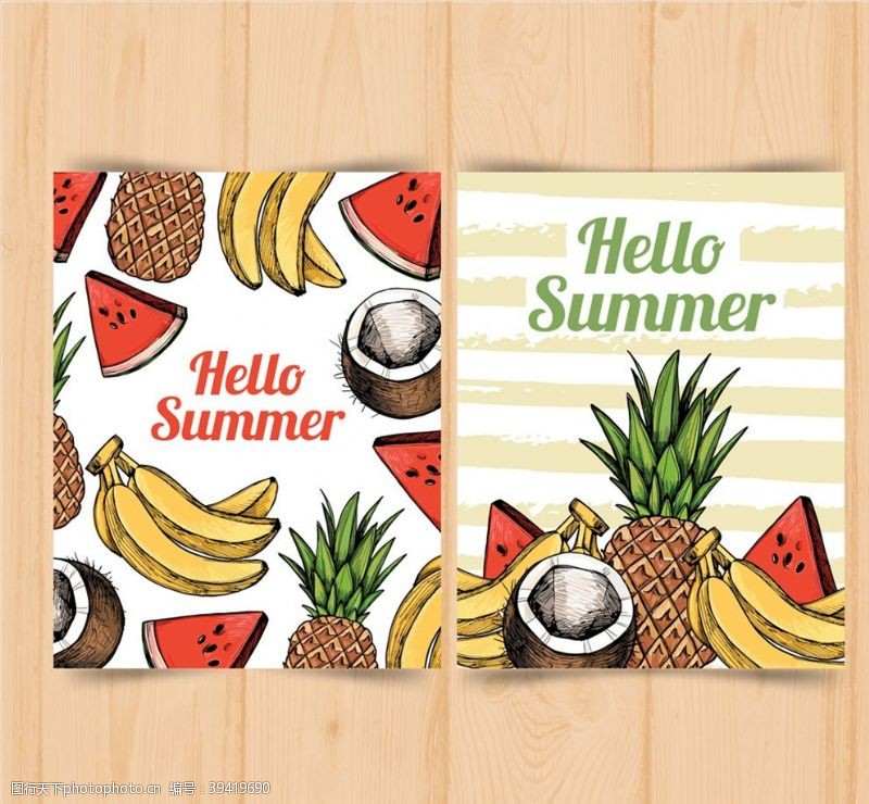 香蕉广告彩绘夏季水果卡片图片