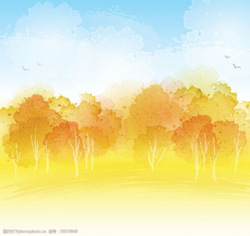 树木树叶风景画背景图片