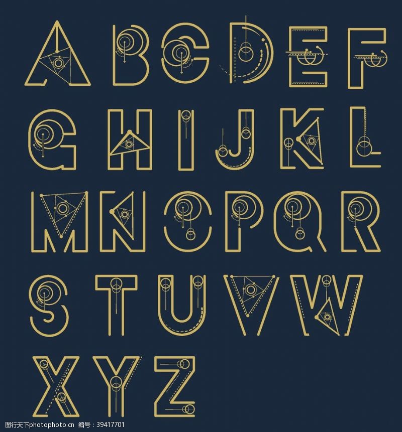大写字母复古星球装饰字母图片