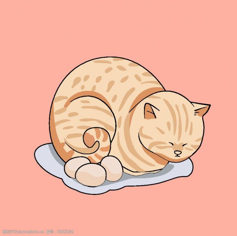 源文件分享橘猫插画图片