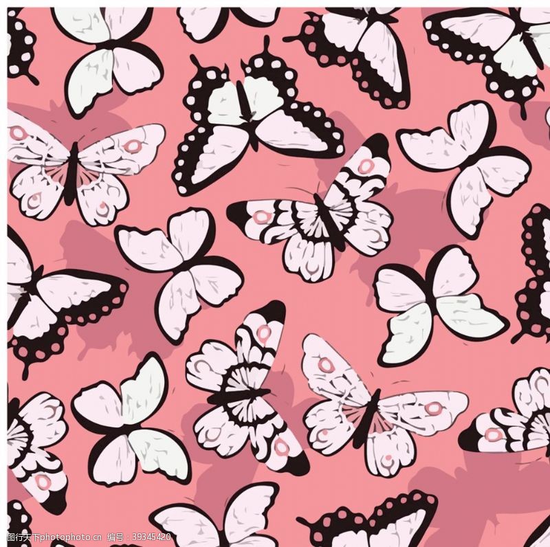绣花图案卡通蝴蝶花朵满印图片