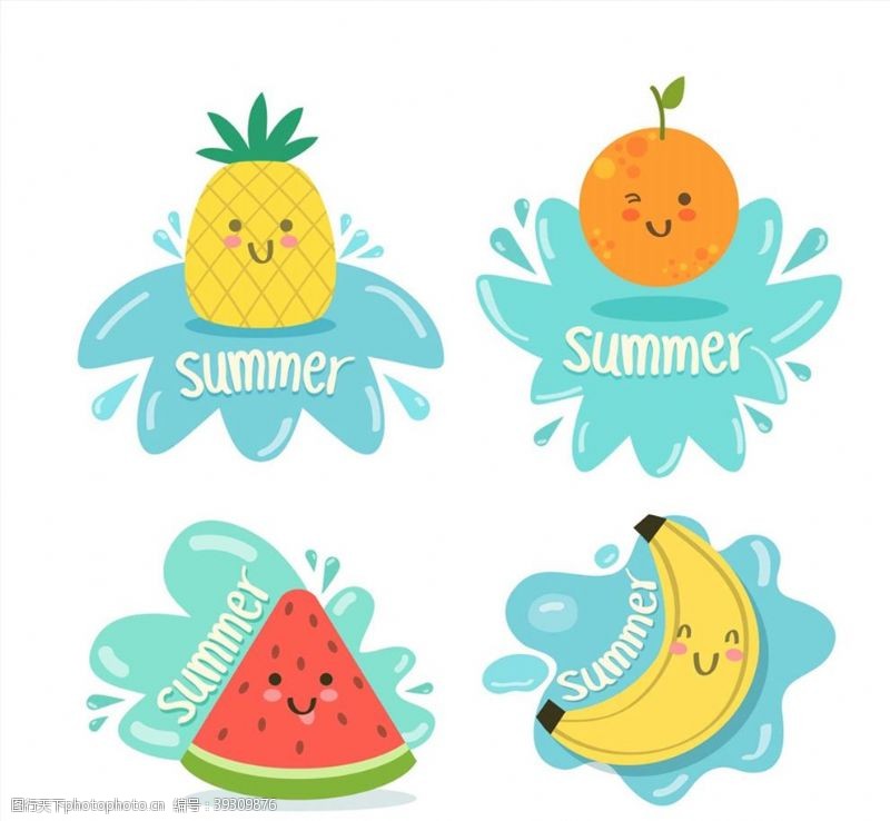 可爱凤梨可爱夏季水果标签图片