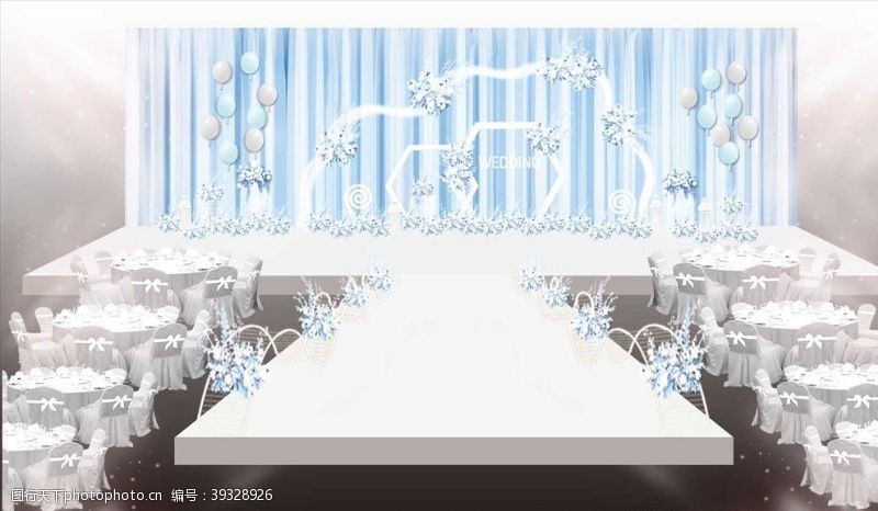 气球拱门蓝色婚礼效果图图片