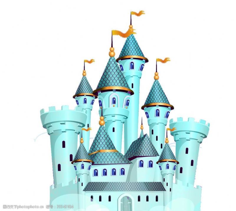 迪士尼蓝色卡通城堡图片