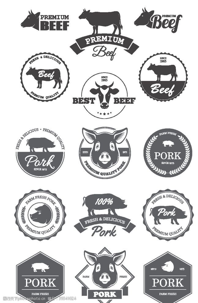 食品标签农场家畜标识图片