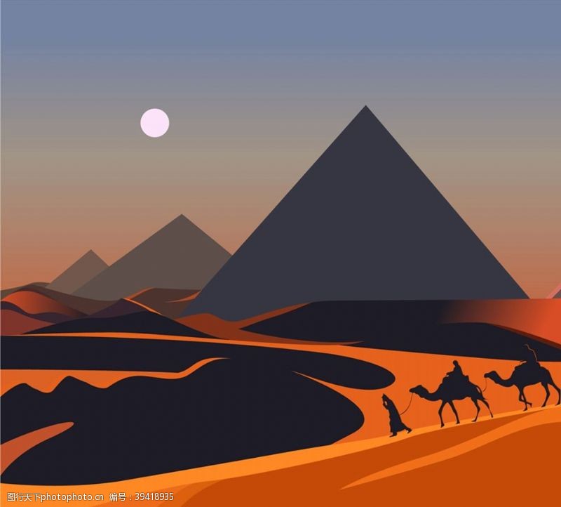 金字塔沙漠夜晚风景图片