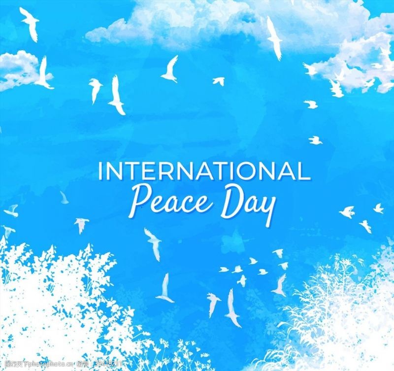 鸽子水彩绘国际和平日图片