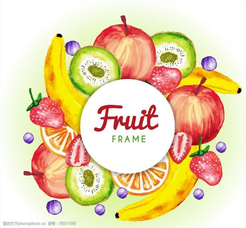 香蕉广告水彩绘水果框架图片