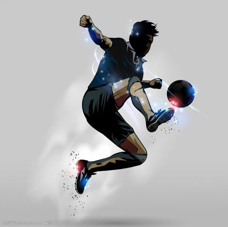 足球创意踢足球男子剪影图片